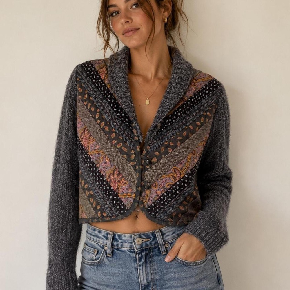 Vintage Canvasback Patchwork Cropped Cardigan/Jacket